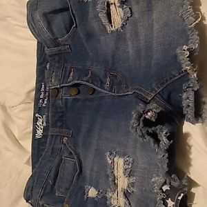Denim high rise shorts